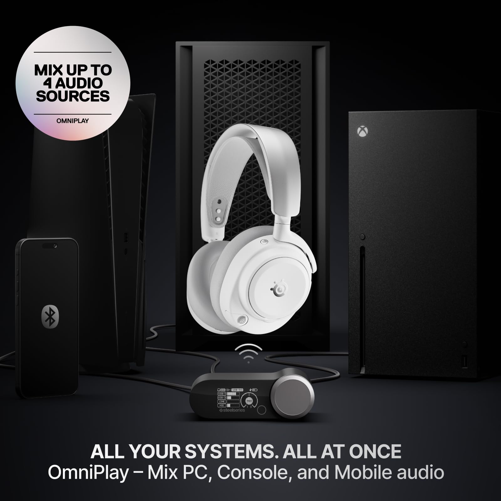 SteelSeries Arctis Nova Pro Omni Headset Sem Fio, Branco, com ANC